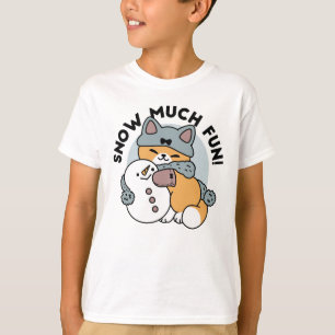 Schnee viel Spaß Katze Winterurlaub Design T-Shirt
