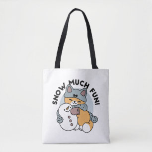 Schnee viel Spaß Katze Winterurlaub Design Tasche