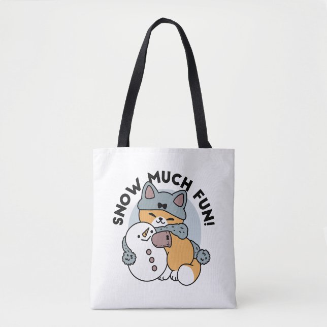 Schnee viel Spaß Katze Winterurlaub Design Tasche (Vorderseite)