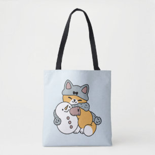 Schnee viel Spaß Katze Winterurlaub Design Tasche
