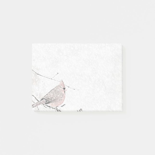 Schnee-Vogel Post-it Klebezettel (Vorderseite)