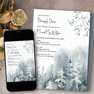 Schnee-Wald-Aquarell-Winter-Hochzeitsprobe Einladung