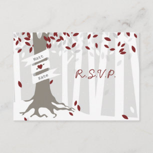 Schnee-Waldrotes Winter-Hochzeit UAWG RSVP Karte