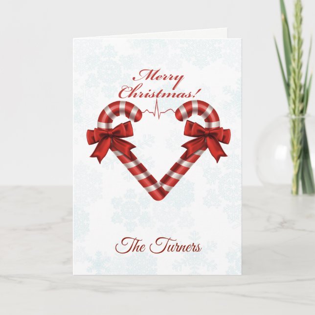 Schnee Weihnachten Candy Cane Herz Ekg Strip (Vorderseite)