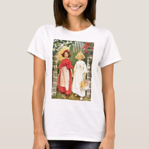 Schnee-Weiß und Rosen-Rot T-Shirt