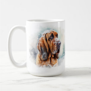 SCHNEE WINTER BLOODHOUND HUNDE-GESICHT KAFFEETASSE