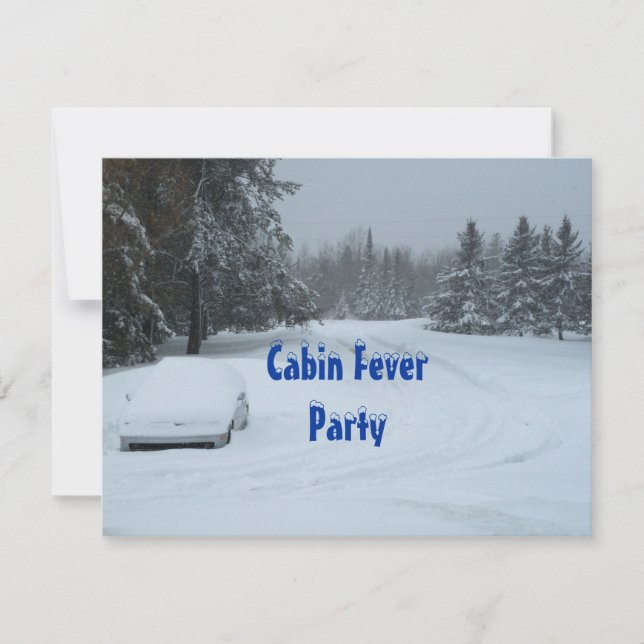 Schnee-Winter-Kabinen-Fieber-Party Einladungen (Vorderseite)