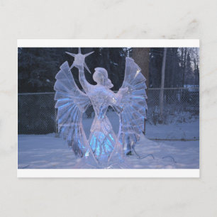 Schnee Winter Skulptur Engel Christentum Glaube Postkarte