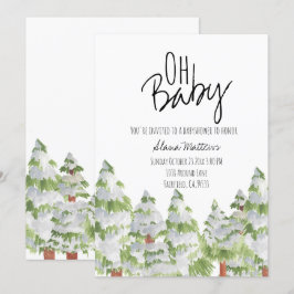 Schnee-Winter-Wald Babydusche Einladung