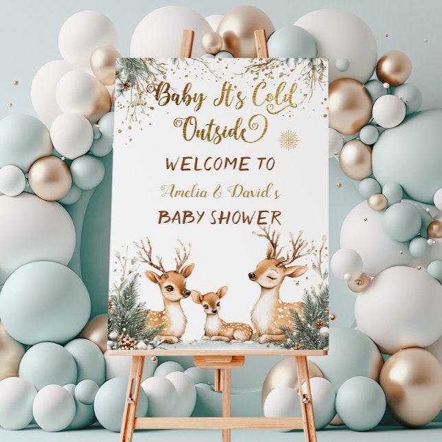 Schnee Winter Woodland Babydusche Begrüßungszeiche Acrylschild (Von Creator hochgeladen)