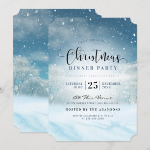 Schnee-Winter-Wunderland Weihnachtsessen Party Einladung