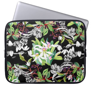 Schneeabfälle und blühende Orchideen Blume sehen Laptopschutzhülle