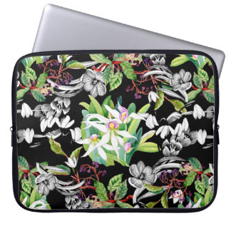 Schneeabfälle und blühende Orchideen Blume sehen Laptopschutzhülle