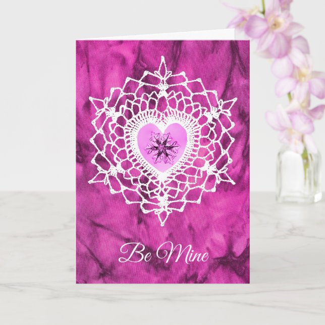 Schneeauffangender Amore-Herzschneeflocken-Grußkar Karte (Orchidee)