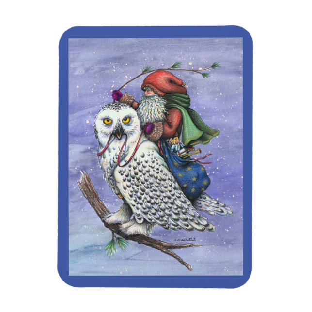Schneeauge und Santa CHRISTMAS MAGNET Fantasie (Vertikal)