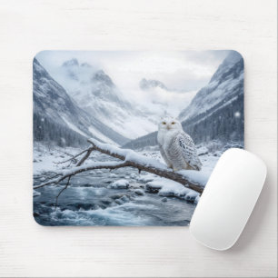 Schneeauschale auf einem Winterbaumzweig Mousepad