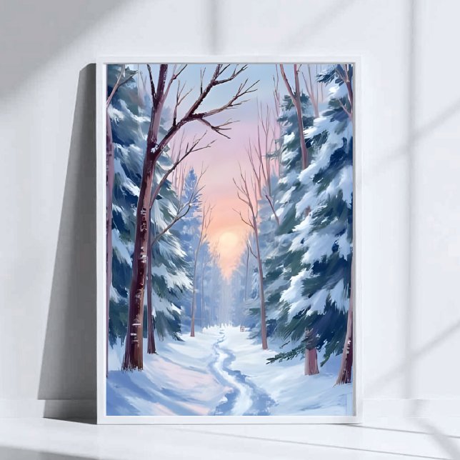 Schneeaustritt | Winterwald-Aquarellmalerei Poster (Von Creator hochgeladen)