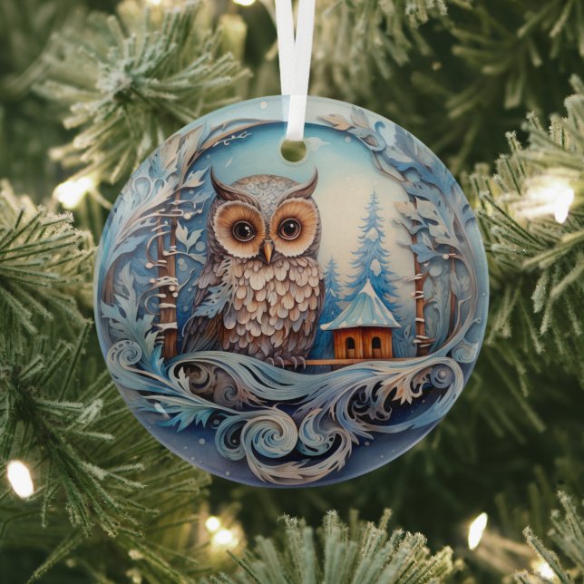 Schneeauwl in einem Winterwunderland, Weihnachten Ornament Aus Glas (InSitu)