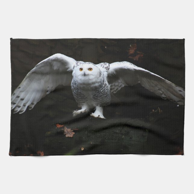 Schneeauwl mit offenen Flügeln ktcna Geschirrtuch (Horizontal)