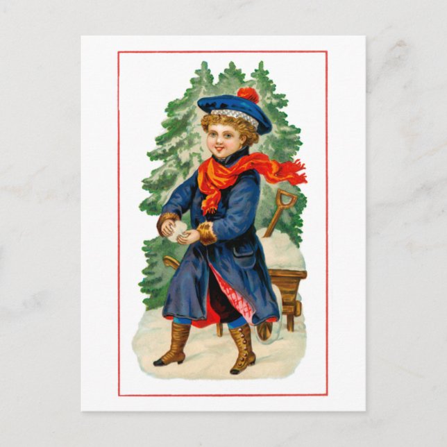 Schneeball für Kinder Postkarte (Vorderseite)