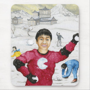 Schneeball-Kampf! Mousepad
