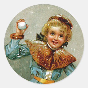 Schneeball-Kampf Runder Aufkleber