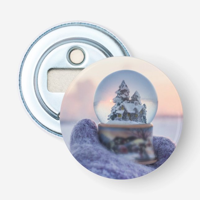 Schneeball Weihnachtsbaum Winterschnee Flaschenöffner (Vorderseite)