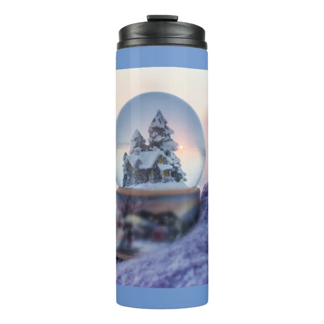 Schneeball Weihnachtsbaum Winterschnee Thermosbecher (Vorderseite)