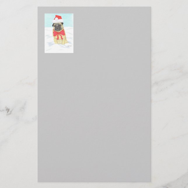 Schneeballböden für Mops Briefpapier (Vorderseite)