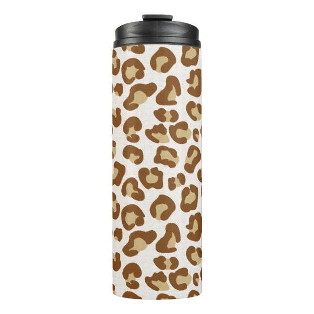 Schneeballdruck, Beige, Tan und Creme Thermosbecher (Vorderseite)