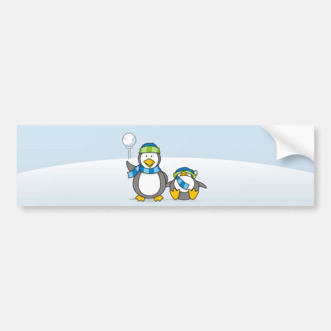 Schneeballpinguine Autoaufkleber (Vorne)