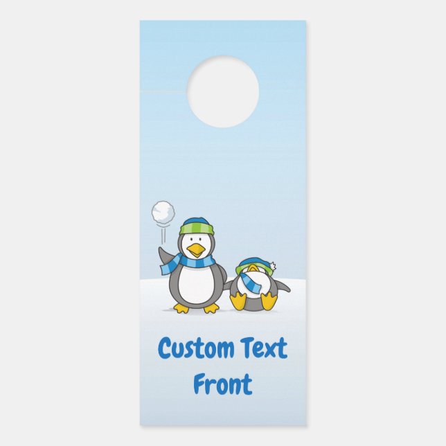 Schneeballpinguine Door Hanger Türanhänger (Vorderseite)