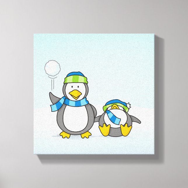 Schneeballpinguine Leinwanddruck (Vorderseite)