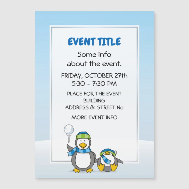 Schneeballpinguine Magnetkarte (Vorderseite)