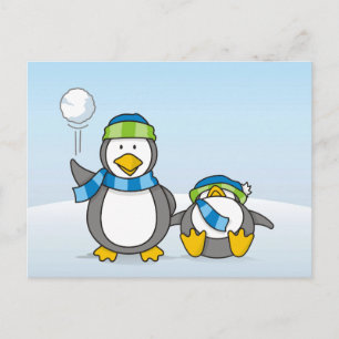 Schneeballpinguine Postkarte