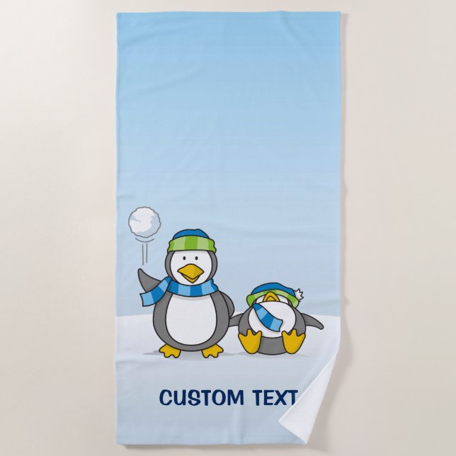 Schneeballpinguine Strandtuch (Vorderseite)