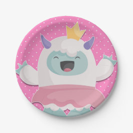 Schneeballprinzessin Yeti feiert Mädchen Pappteller