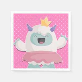 Schneeballprinzessin Yeti feiert Mädchen Serviette