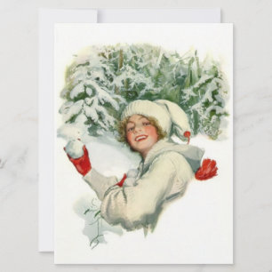 Schneeballschlacht (von Harrison Fisher) Karte