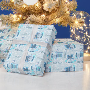 Schneeballschneeflockencharaktere gefroren geschenkpapier