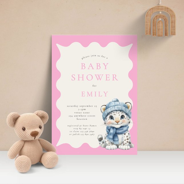 Schneeballschuh Arctic Pink Babydusche Einladung (Von Creator hochgeladen)