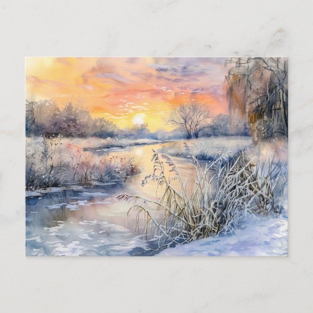 Schneebanken der Wasserfarbe Havel Havelland Postkarte (Vorderseite)