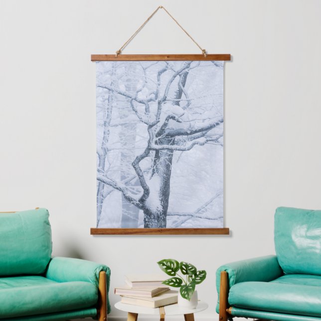 Schneebaum Wandteppich Mit Holzrahmen (Wohnzimmer)