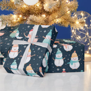 Schneebäume Schneeflocken Moderne Weihnachten Geschenkpapier