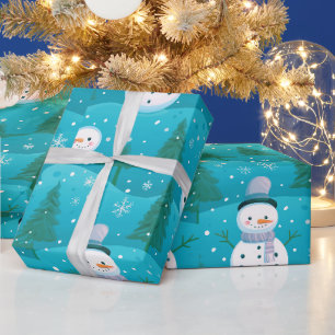 Schneebäume Schneeflocken Moderne Weihnachten Geschenkpapier