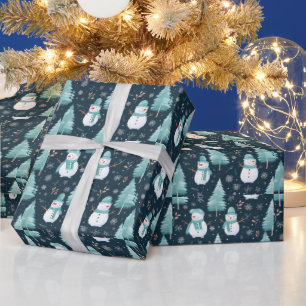 Schneebäume Schneeflocken Moderne Weihnachten Geschenkpapier