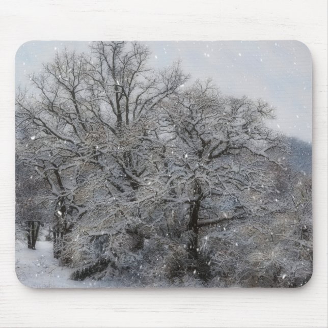 Schneebäume Winter Feiertag Kunst Mauspad (Vorne)
