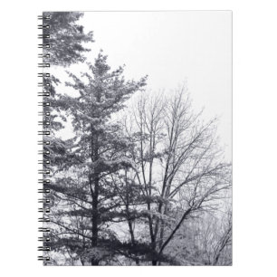 Schneebedeckte Bäume: Horizontal Notizblock