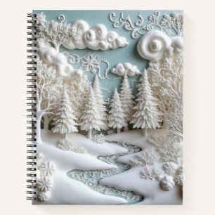 Schneebedeckte Bäume und Frostige Muster Notizbuch