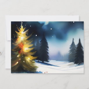 Schneebedeckte Bäume Winterlandschaft Malerei Feiertagskarte
